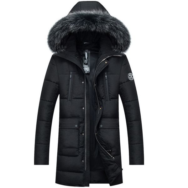 

2021 new winter new men fur collar with hood parkas gery duck down jackets quilted warm men's jacket chaquete hombre wxf520 9zgs, Black