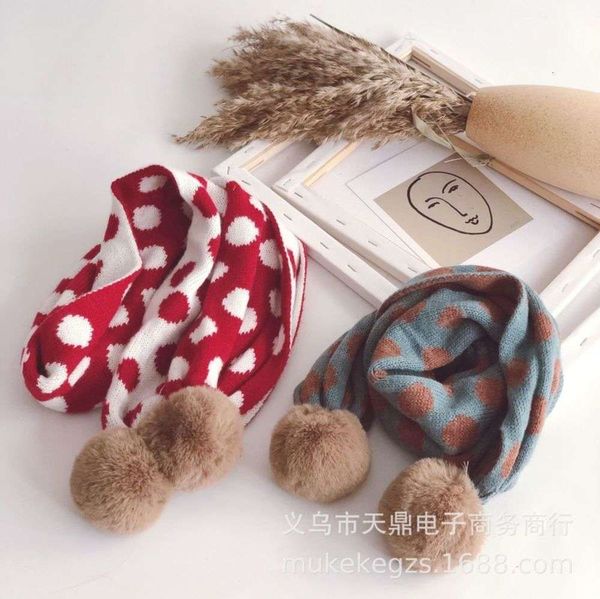 

ball winter personali big autumn and dot color matching children's scarf cover warm baby knitting wool neck, Red;brown