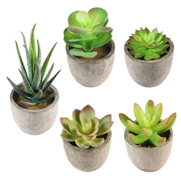 

7 styles vintage succulent bonsai simulation plant ornaments flower grass pot home decoration plastic green grass plants