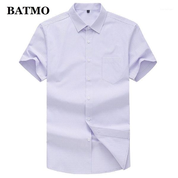

men's casual shirts batmo 2021 summer cotton&polyester men,men's plaid shirt,plus-size -xxxl cy801061, White;black