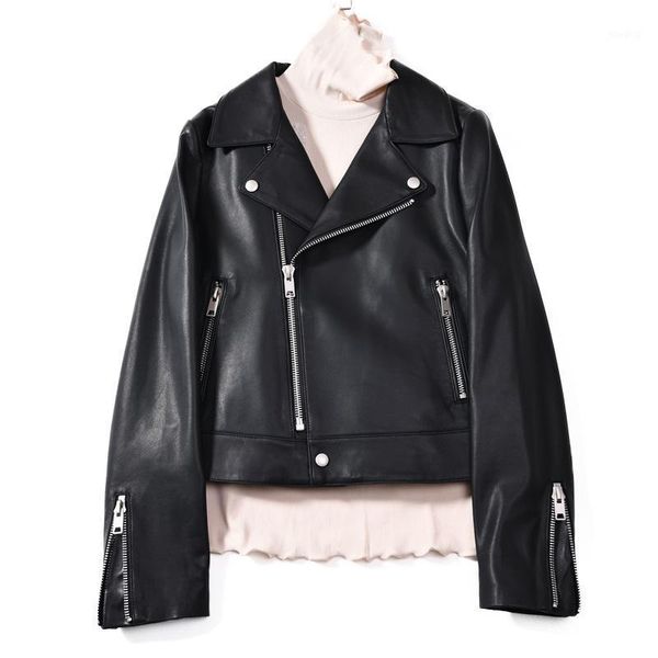 

maomaofur genuine leather coat women sheepskin real leather jacket female motorcycle jacket1, Black