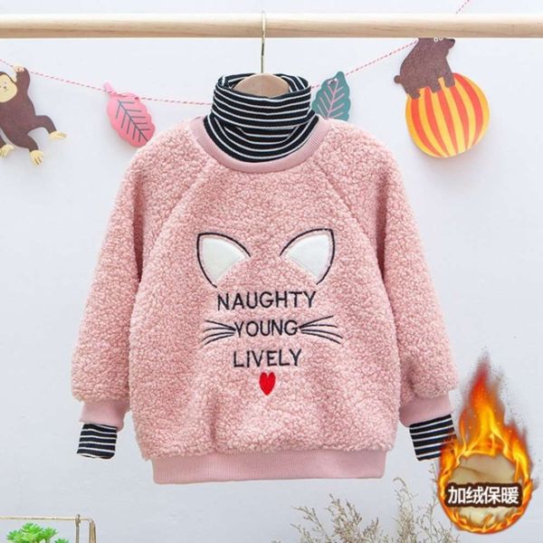 

plush sweater girls' winter 2020 korean new zhongda foreign sle children's hoodie fvs1 xhs0, Black