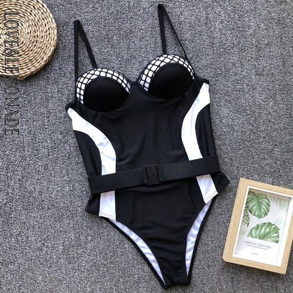

love & lemonade tube mesh stitching women's swimsuit lmsw481, White;black