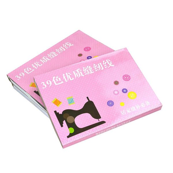 

39roll lot смешанный цвет полиэстер хлопчатобумажный швейные резьбы коробки набор diy швейное комплект для ручной машины иглы набор швейных