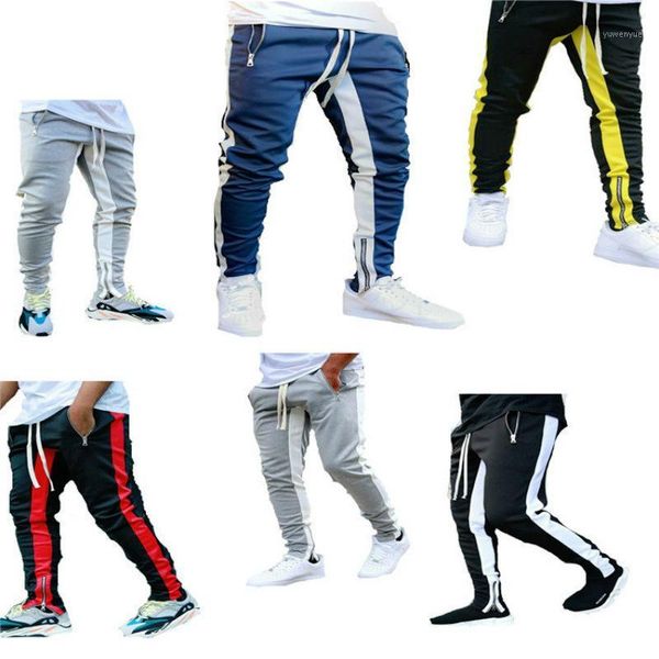 

2020jogging pants men running pants with zipper sports fitness tights gym jogger bodybuilding sweatpants sport male trousers1, Black