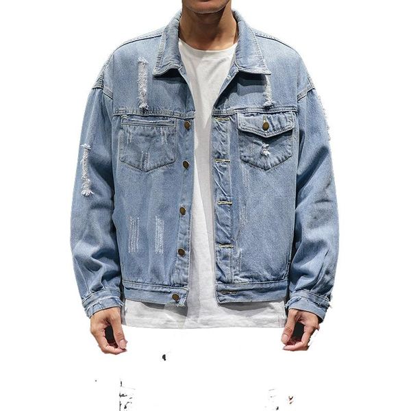 

denim coat man new korean handsome blue leisure trend men's jacket, Black;brown
