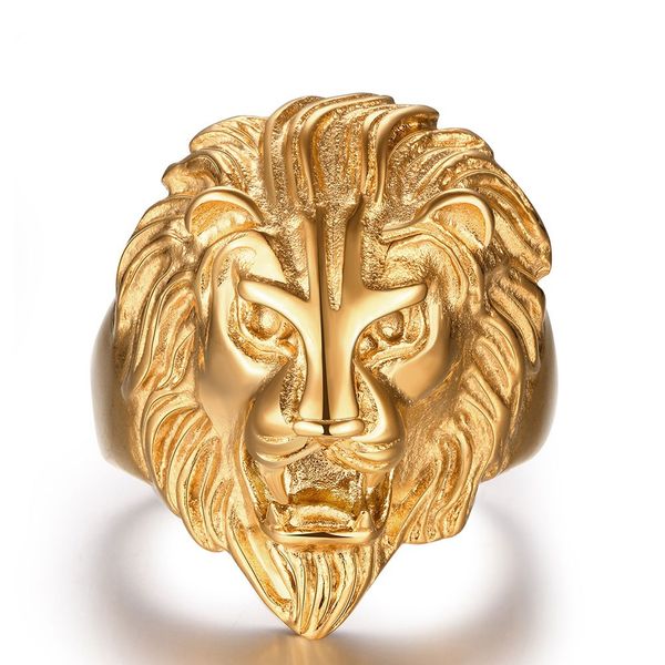 

stainless steel ring men's fashion gold plated lion head simba bracelet european and american fashion jewelry trend proposal engagement, Silver