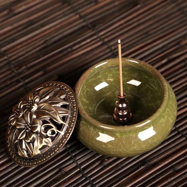 

1 pcs portable alloy copper incense holder can be fixed incense sticks and coil burner censer high ince wmtvyc