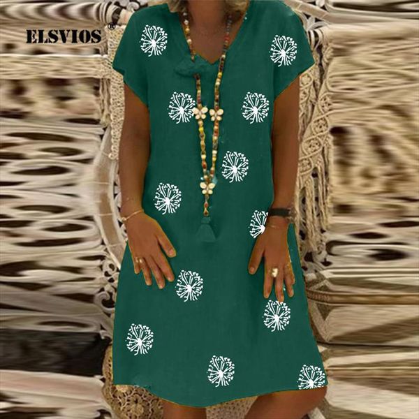 

плюс размер хлопчатобумажные льняные платья женщины 2021 летние цветочные печать с коротким рукавом платье для вечеринок элегантное o шею св, Black;gray