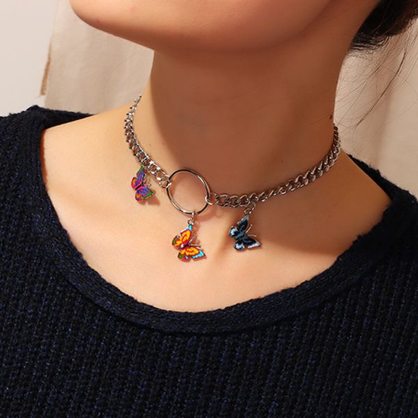 

панк красочные бабочки choker ожерелье для женщин harajuku ювелирные изделия готическое хип-хоп ожерелье вечеринка дружба подарочные воротни