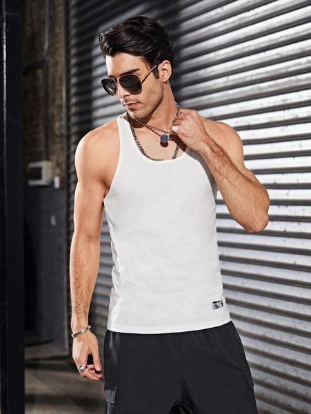 

men patch detail tank y5p2#, White;black