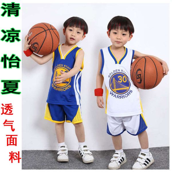 

warriors curry no.30 blue thompson no.11 children's basketball shirt