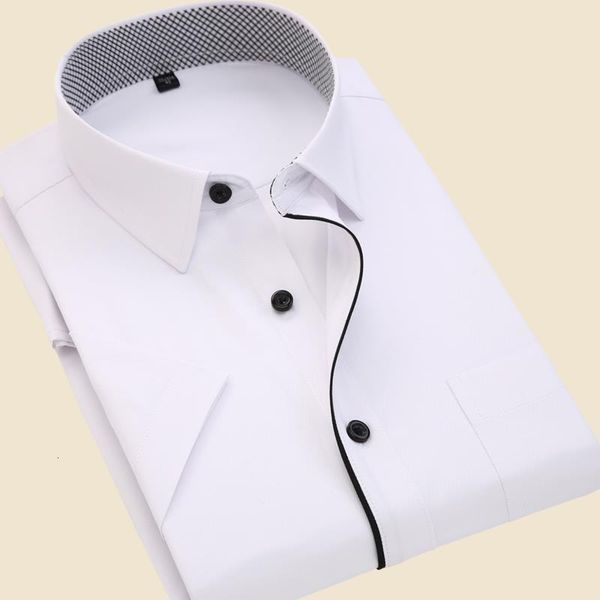 

brand office style mens shirt 2018 summer new plus size shirt men business formal short sleeve shirts male dress shirts clothes, White;black
