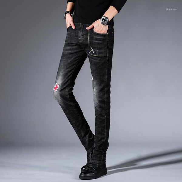 

jeans men 2020 spring autumn fashion casual long pants male solid straight black trousers men's elasticity jean, Blue