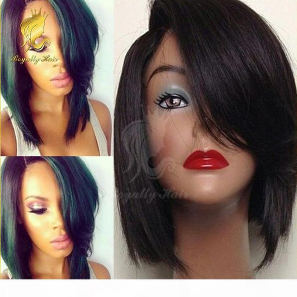 

brazilian silk full lace wig withbleached knots glueless full lace human hair wigs& silk base lace front bob wigs for women, Black;brown