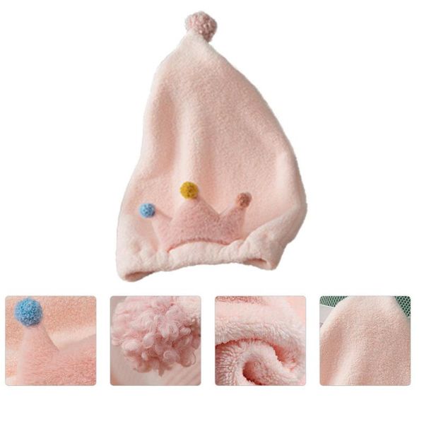 

1pc adorable crown design girl dry hair shower cap soft comfortable dry hair cap quick