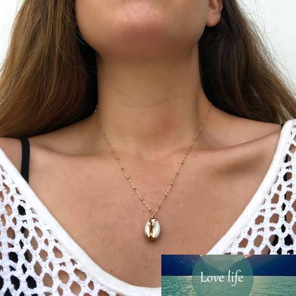 

sumeng new fashion natural shell-wrapped gold necklace for women cowrie shell pendant with double bails trim chain necklace, Silver