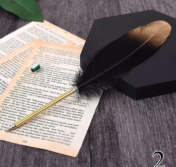 

ostrich feather quill ballpoint pen for wedding signature birthday party gift home decorati wmttfv xhlight, Blue;orange