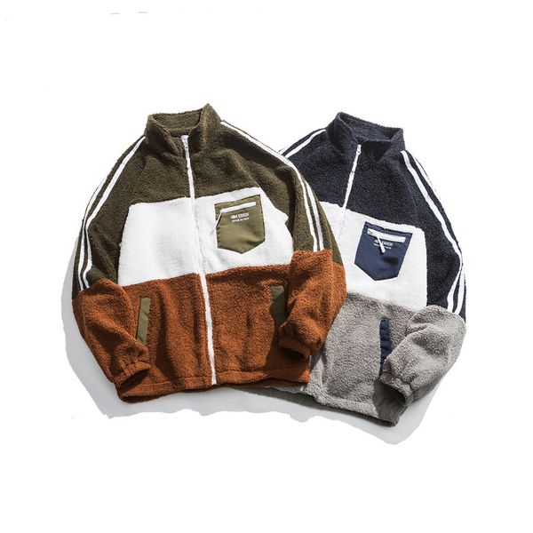 

2021 New Fashion Contrast Male Shirt Teddy Mao Hip Hop Jacket GFKI, Black