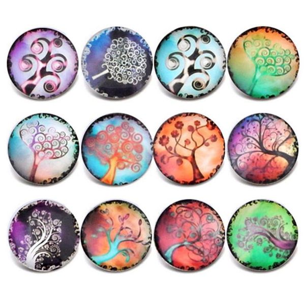 

10pcs/lot new glass snap jewelry tree of life mixed pattern snap buttons fit 18mm/20mm diy snap bracelet buttons jewel bbyzpf