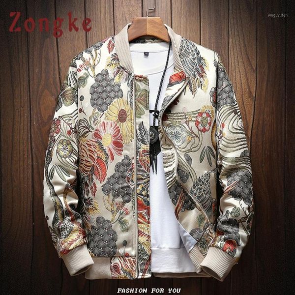 

zongke japanese embroidery men jacket coat man hip hop streetwear men jacket coat bomber clothes 2020 sping new1, Black;brown
