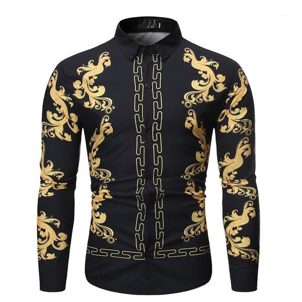 

floral shirt men fashion casual luxury long sleeve printed shirts men dress social business chemise homme streetwear1, White;black