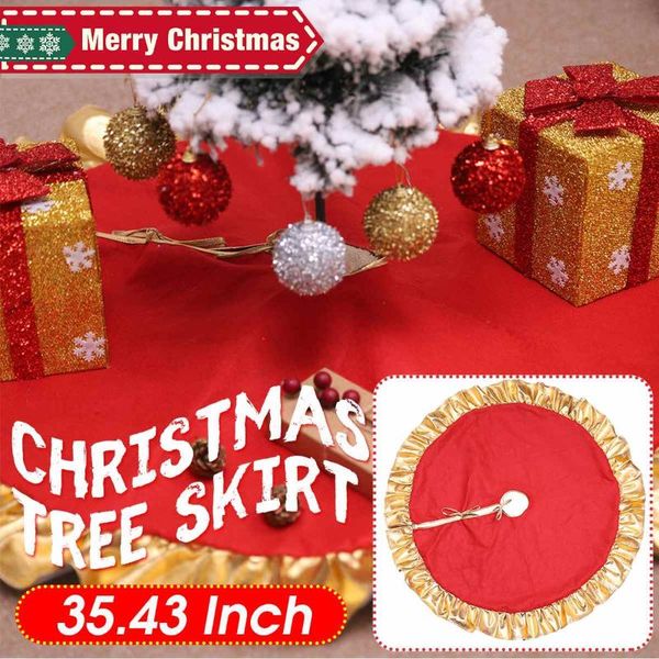 

christmas decorations 90cm red gold tree skirt year home decoration round skirts