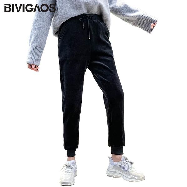 

women's pants & capris bivigaos winter gold velvet thickened harem casual loose drawstring warm trousers sweatpants women, Black;white