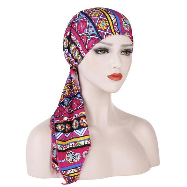 

beanie/skull caps style curved floral cloth two tails ethnic muslim simple turban chemotherapy cap, Blue;gray
