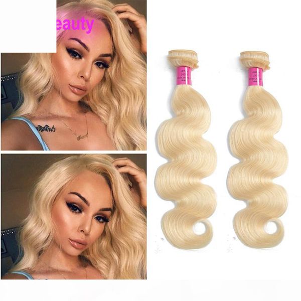 

peruvian human hair 2 bundles body wave virgin hair extensions 613# blonde hair products 8-30inch two pieces, Black;brown