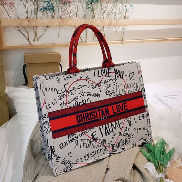 

large capacity canvas women's 2020 new fashion graffiti one shoulder handbag designers hand tote leather mini women bags
