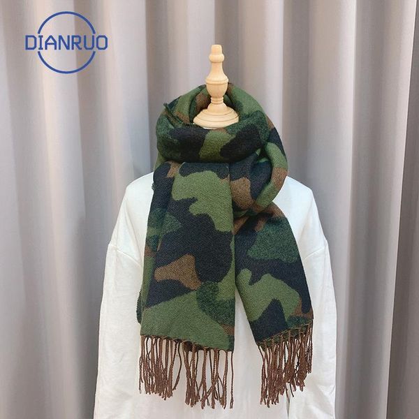 

scarves dianruo design camouflage geometric thermal scarf korean lovely women warm imitation cashmere tassel shawl q413, Blue;gray
