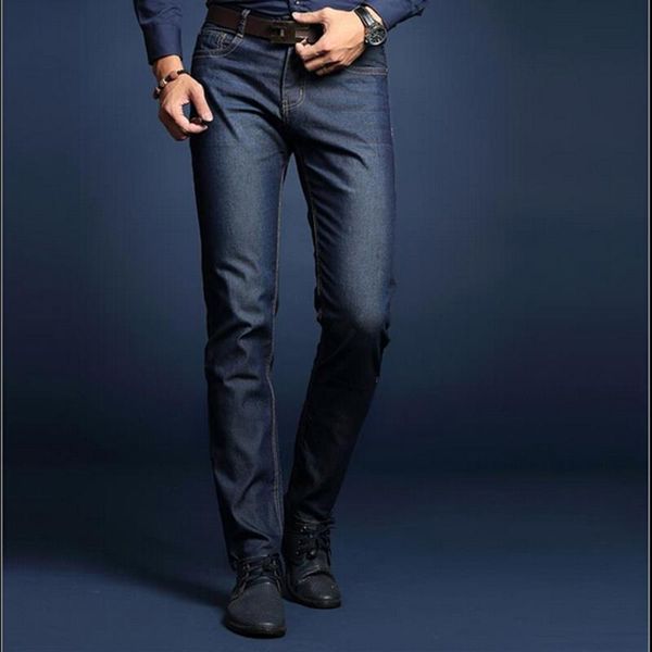 

2021 new summer business men jeans good quality solid denim jeans men lightweight business straight mens, Blue