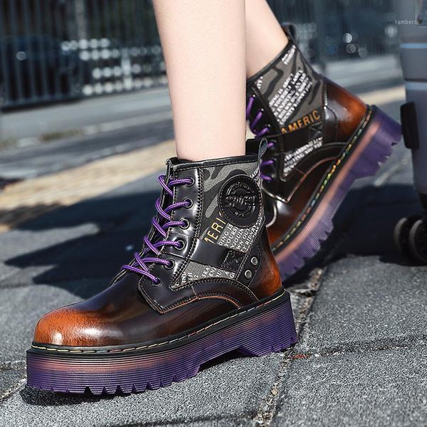 

fashion boots women 2021 non-slip wear-resistant thick heel boots ladies patent leather black high platform zapatos mujer1