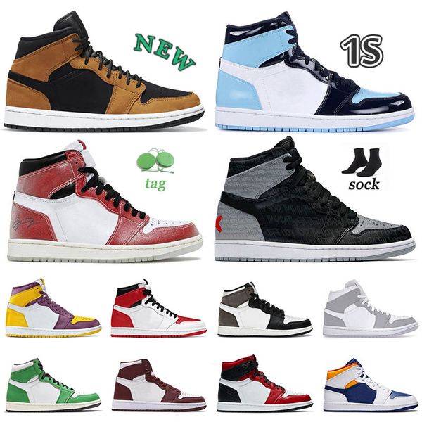 

2022 wheat suede designer jumpman 1 basketball shoes authentic 1s jumpman1 unc black twist light smoke grey gold sliver hyper royal toe snea