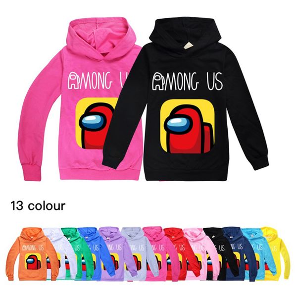 

children pullover sweatshirts among us game hoodies designer t-shirt hooded sweater junior boy girls long sleeve blouse clothes e112101, Black