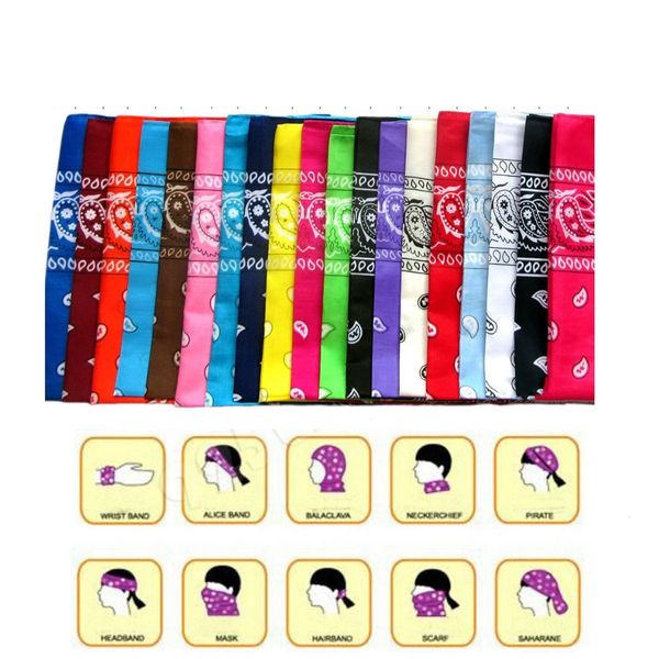 

bandanas favor headband double handkerchiefs paisley scarf print 54*54cm cowboy sided party bandana novelty assorted lov, White