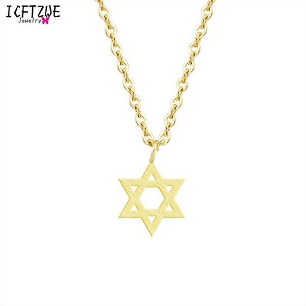 

pendant necklaces gold pentagram pendants stainless steel chain star of david choker necklace for women jewish jewelry collares, Silver