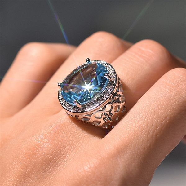 

aquamarine emerald gemstones blue green crystal zircon diamonds rings for women vintage luxury jewelry bijoux bague silver color 201218