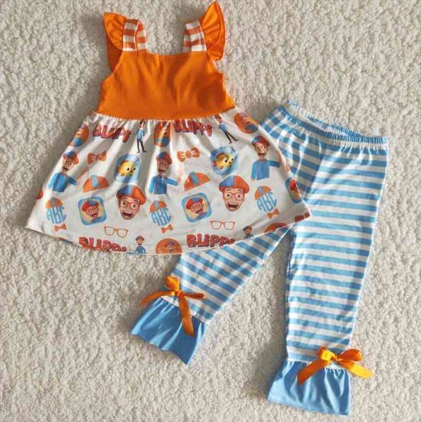 

rts kids clothes fashion boutique clothing 2pcs strap tunic cartoon pants little baby girls outfits spring wholesale designs, White