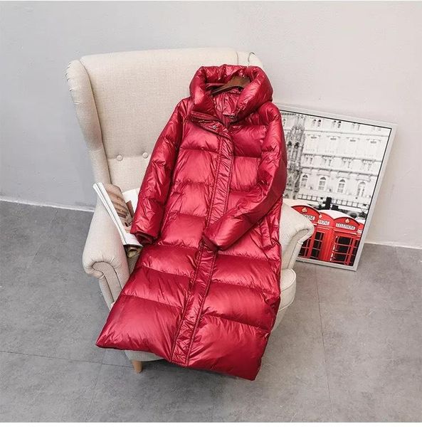

wonder store 90% white duck down jacket 2020 winter jacket long thick coat for hooded down parka warm female clothes waterproof, Black
