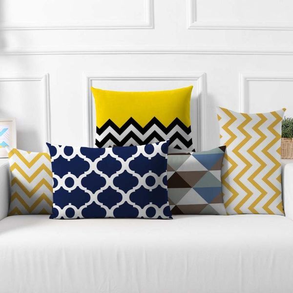 

cushion/decorative pillow fuwatacchi rectangle cushion cover geometric wave pillowcase for sofa decorative yellow polyester pillows covers 3