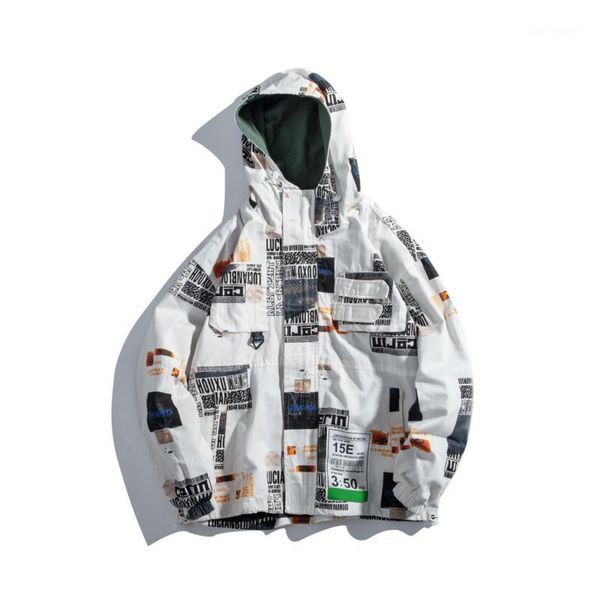 

winter jacket men fashion print casual warm cotton jacket man coat streetwear hip hop loose hooded bomber m-2xl1, Black;brown