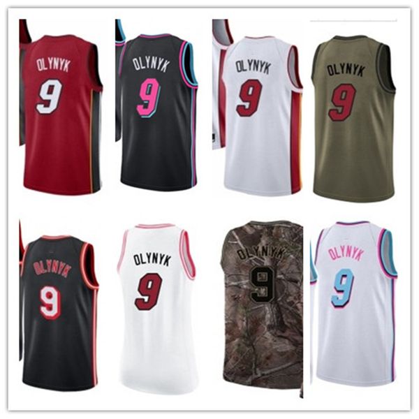 

custom 2021 style jerseys black white green army green 9 kelly olynyk basketball jersey ing, Black;red