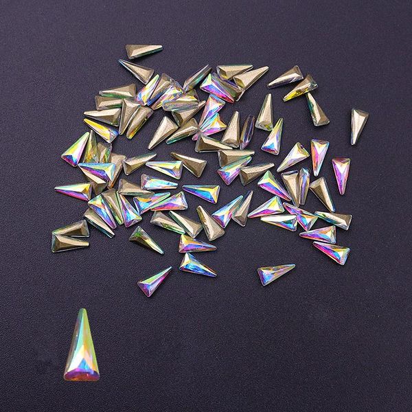 

nail art decorations 10pcs 3d triangle holo sets glitter shiny stone diy manicure crystal rhinestone accessory, Silver;gold