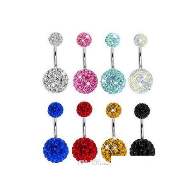 

316l stainless steel round crystal navel bars gold belly button ring navel piercing jewelry 5x8cm 938 2kk5y, Silver