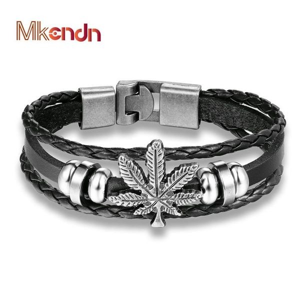 

mkendn 2018 новая мода натуральная кожа плетеные винтажные якорь браслеты мужчины женщины ручной панк ювелирные изделия пульсары дружба sqcm