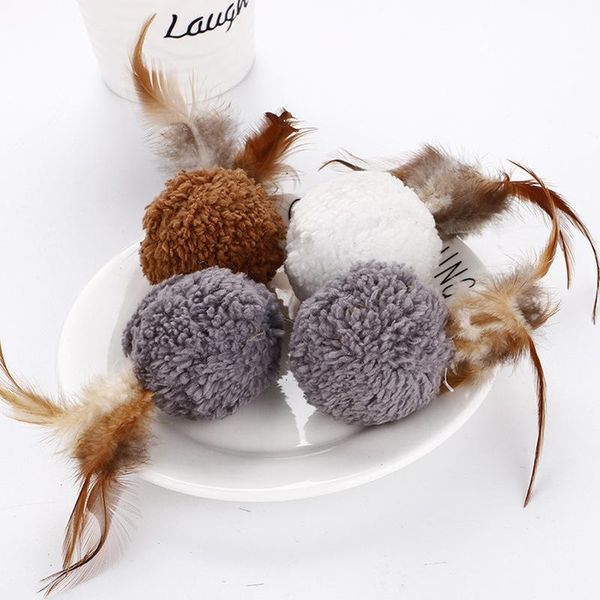 

1pc funny pet toys ball feather mint toy cat teaser playing ball interactive new training toys new arrival jllncz yeah2010