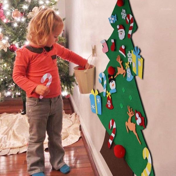 

christmas decorations kids diy felt tree with ornaments for 2021 year door wall hanging xmas decoration1