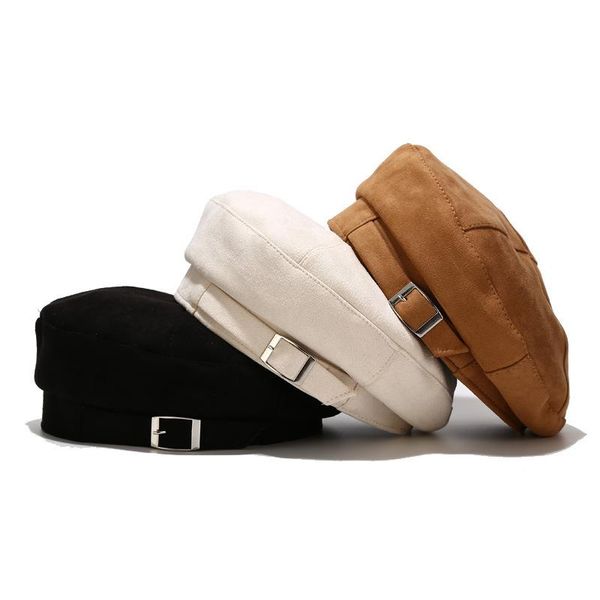 

suede flat-ed beret octagonal hat retro style autumn and winter are new fashions for women bonnet enfant fille berret femme, Blue;gray